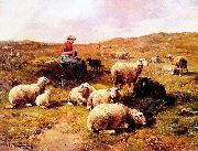Cornelis Van Leemputten A shepherdess with her flock oil painting reproduction